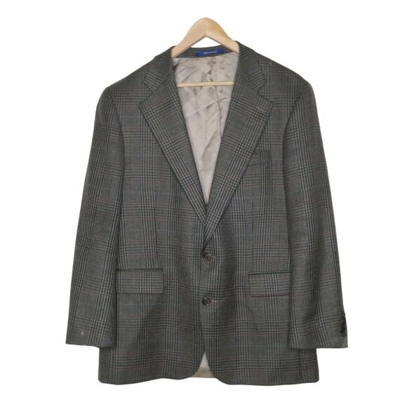 Chaps Ralph Lauren Sports Coat Blazer Beige Glen Plaid Men's Size 43T Canada EUC - Picture 2 of 11